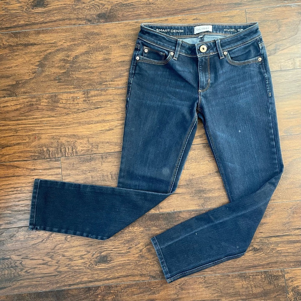 DL1961 Angel Mid-Rise Skinny Ankle Cigarette Jean Size 27 In Mariner Dark Wash